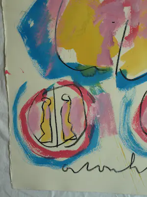 Anton Heyboer - Acryl en pastel , Symbolen – 79 x 53½ cm. kopen? Bied vanaf 125!