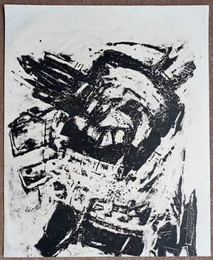 Wim Motz - Abstracte compositie, litho kopen? Bied vanaf 30!