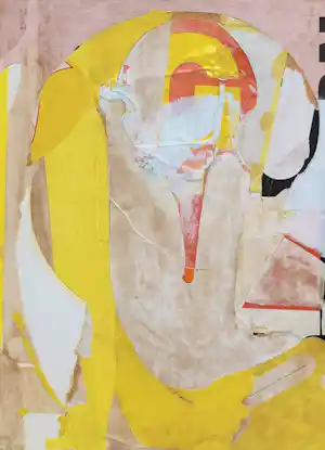 Gerard Brussee - Abstracte compositie, gemengde techniek met collage (netjes ingelijst) verkauft für € 60!