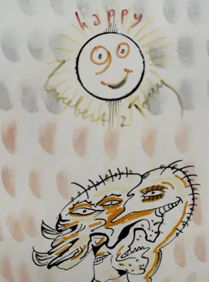 Lucebert - Gemengde techniek op papier | 1989 (UNIEK WERK) kopen? Bied vanaf 500!