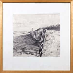 Chris Nobels - Potlood, Strand Noordwijkerhout - Ingelijst verkocht voor € 50!