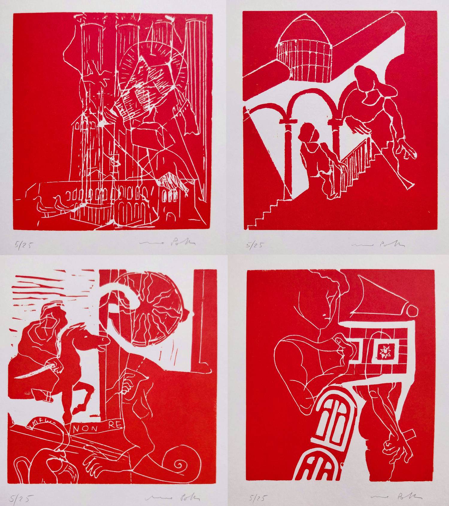 Uwe Poth - Italienische Reise, complete cassette met 12 handgesigneerde linosnedes kopen? Bied vanaf 495!