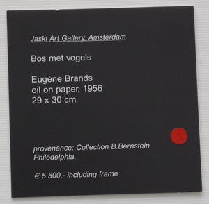Eugene Brands - Olieverf op papier: Bos met vogels - 1956 kopen? Bied vanaf 2250!