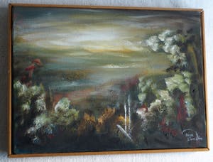 Niet of onleesbaar gesigneerd - Ingelijst, olieverf op doek , “Landschap” kopen? Bied vanaf 1!