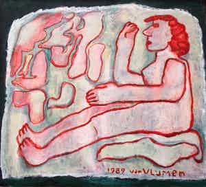 Koos van Vlijmen - Olieverf op doek - 1989 verkocht voor € 155!