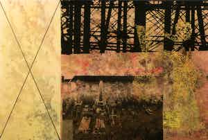 Mark Verdoes - Gemengde techniek achter epoxy op hout, Pink City verkocht voor € 35!