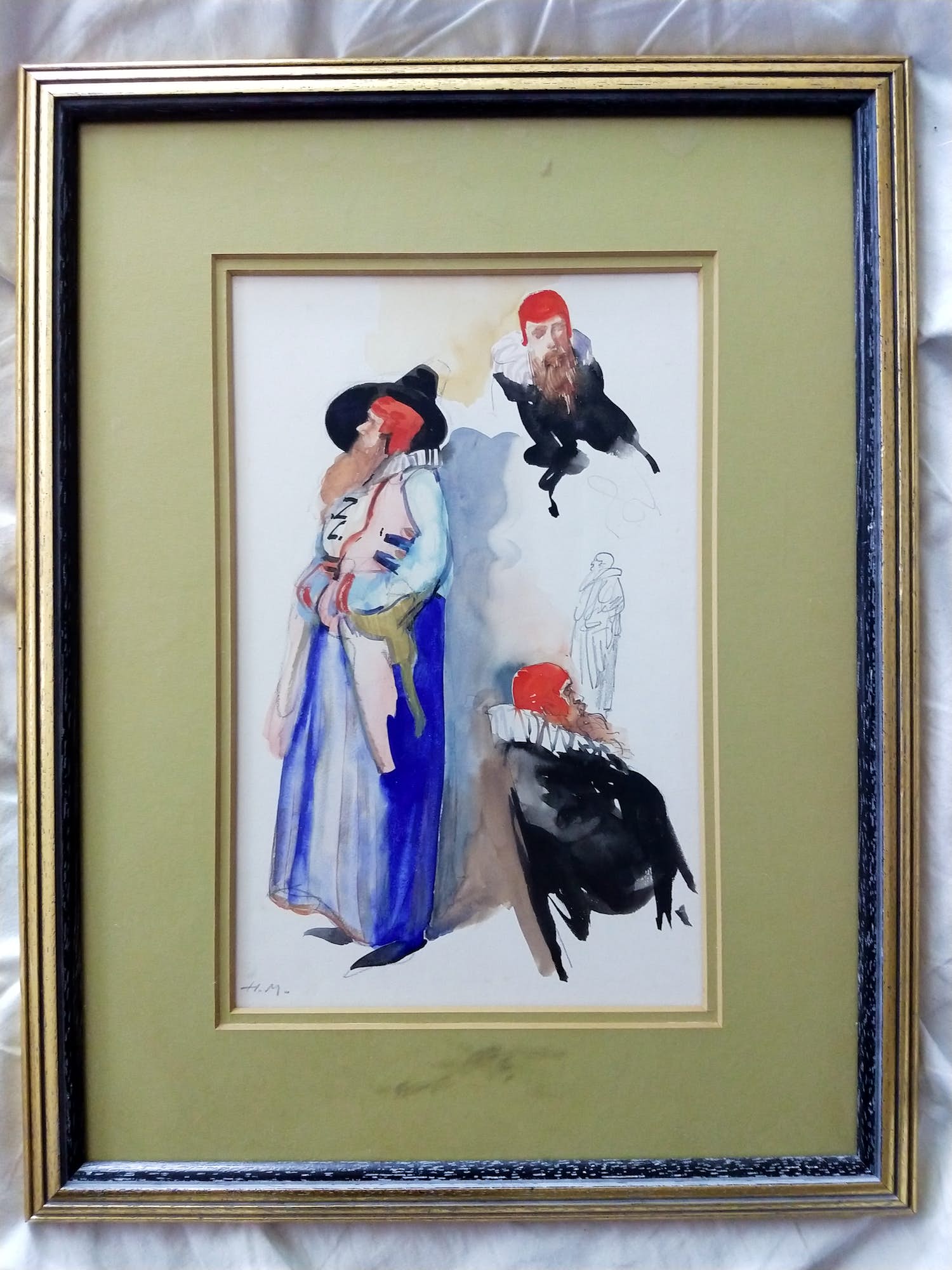 Herman Moerkerk - Vier studies van Middeleeuwse figuren verkocht voor € 30!