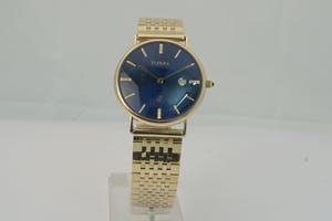 2576- 14 karaats Vintage geel-gouden Quartz horloge TUSAL - Blauwe wijzerplaat! kopen? Bied vanaf 930!