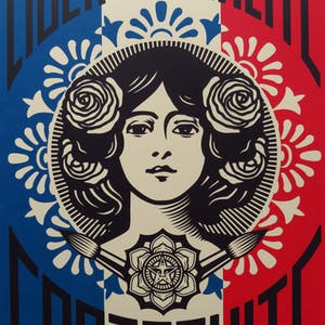 AcheterShepard Fairey - LIBERTÉ, ÉGALITÉ, FRATERNITÉ? Enchérissez de 1!