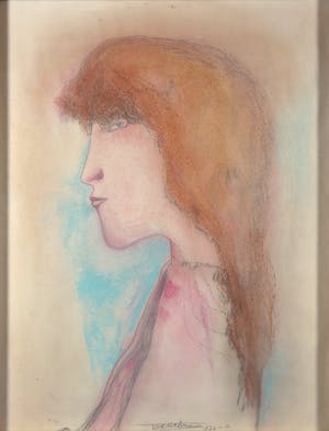 Theo van der Nahmer - Potloodtekening, Meisje met het rode haar - Ingelijst kopen? Bied vanaf 1!