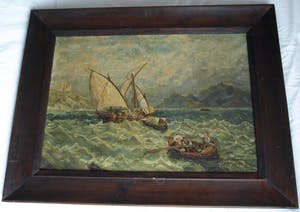 Niet of onleesbaar gesigneerd - Olieverf op doek , “Zeegezicht” – ingelijst , 69 x 89 cm kopen? Bied vanaf 10!