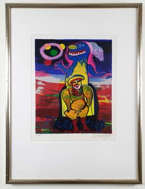 Corneille - Falstaff (heldere kleurenzeefdruk in fraaie lijst) verkocht voor € 1!