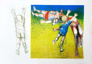 Aat Verhoog - Grote steendruk 'Strand' - Prent 190 - 158/190 - 21913 verkocht voor € 65!