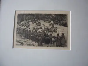 Oskar Laske - Ets, Marche aux poissons Bruges. ( Vismarkt van Brugge ) kaufen? Bieten Sie von 20!