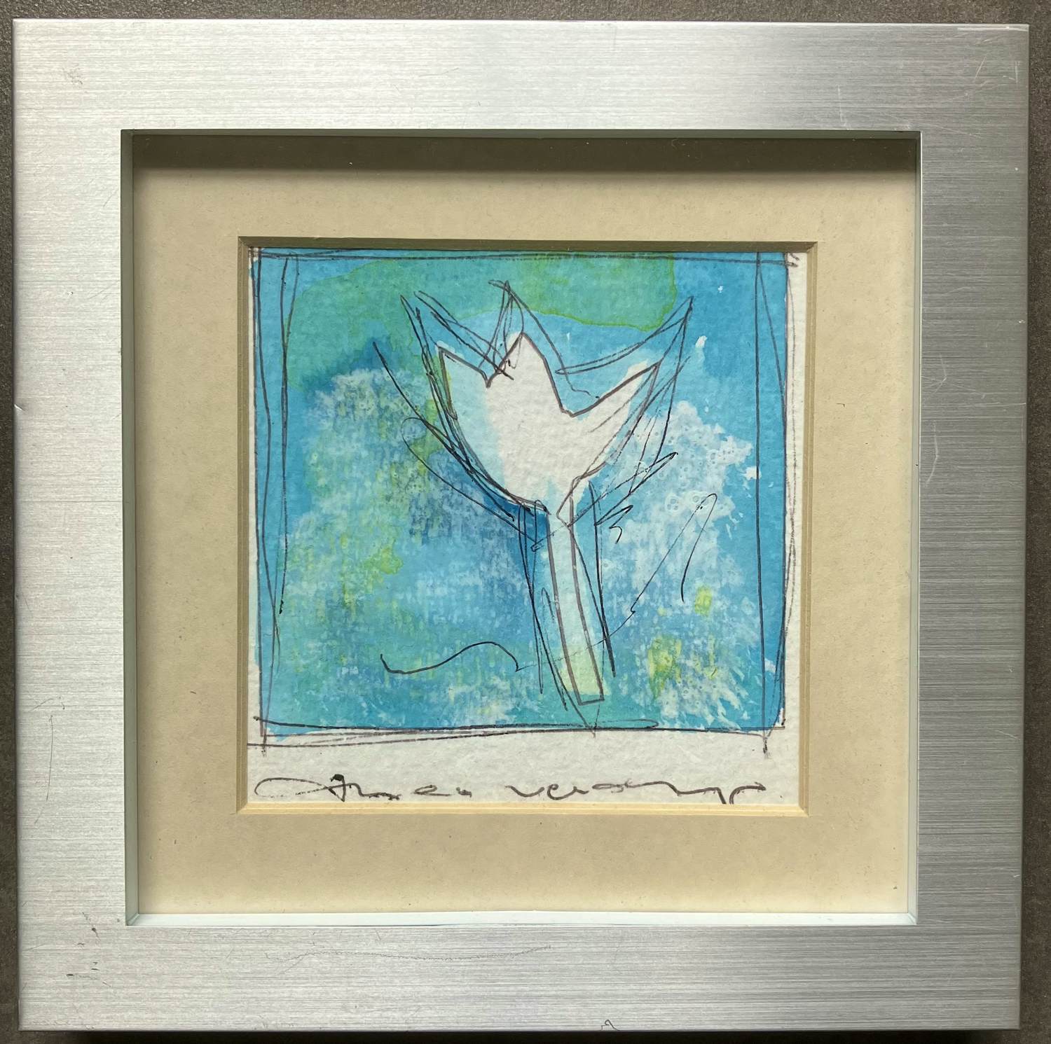 Theo Verduyn - Tulp - Mixed media - Gesigneerd verkocht voor € 40!