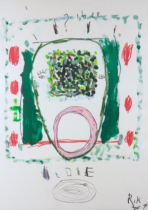 Rik van Iersel - Gemengde techniek op papier, Figuur met open mond - Ingelijst kopen? Bied vanaf 1!