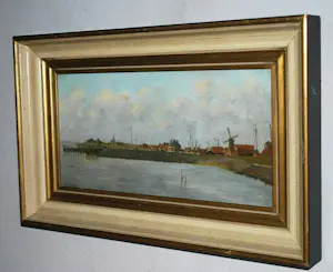 Elbert Hooijberg - Havengezicht (mogelijk Texel) - olieverf op doek kopen? Bied vanaf 125!