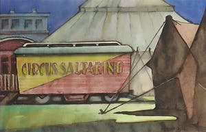 Krijn van Dijke - Aquarel, Circus Saltarini - Ingelijst kopen? Bied vanaf 1!