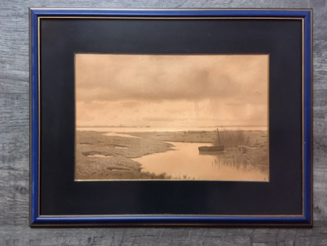 AcheterNiet of onleesbaar gesigneerd - Polderlandschap - lithografie? Enchérissez de 1!