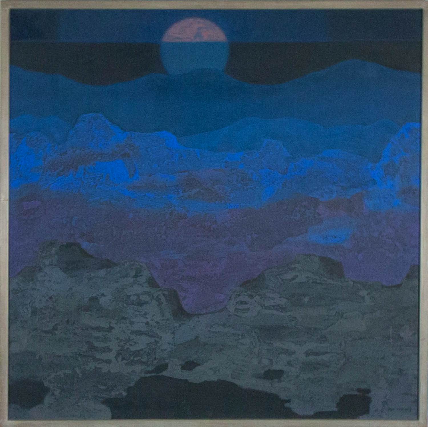Jan Hendrik Hoowij - Rising Moon - Ingelijst. Olieverf op board kopen? Bied vanaf 25!