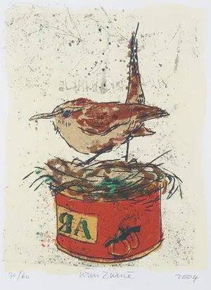 Wim Zurne - Zeefdruk, Vogelnestje - Ingelijst kopen? Bied vanaf 35!