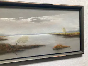 Jan Staats Kiewiet - / Jeska: Ingelijste pasteltekening, Verstild landschap – ca. 1937 kopen? Bied vanaf 50!