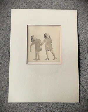 Theo Daamen - Originele droge naald Ets - omkijkende meisjes - 1974 - beperkte oplage (60) kopen? Bied vanaf 48!