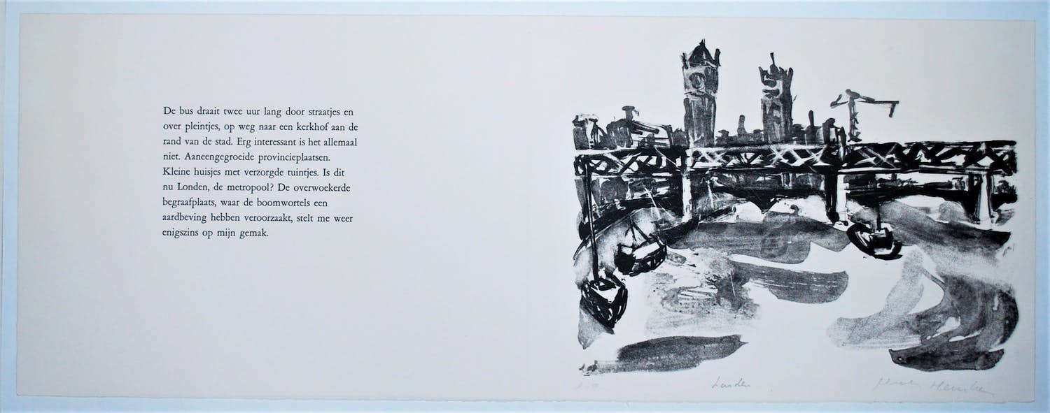 Jeroen Hermkens - Londen - ingelijste litho met gedicht - Epreuve kopen? Bied vanaf 40!