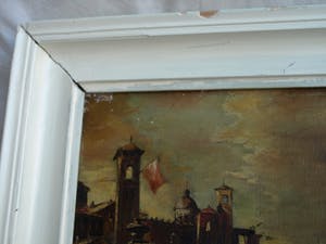 Niet of onleesbaar gesigneerd - Olieverf op doek , “Burcht aan Zee” – ingelijst kopen? Bied vanaf 10!