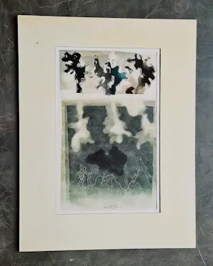 Poen de Wijs - Bijzondere (want abstract) Aquarel -1976- "on-volledig droombeeld"potloodgesign. kopen? Bied vanaf 56!