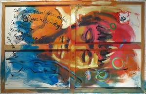 Justus Donker - Acryl op doek, Twee mannen op het strand - Dubbel beschilderd! (Zeer groot) kopen? Bied vanaf 1!