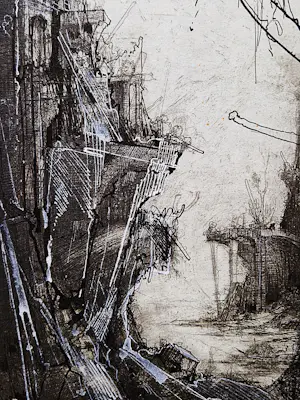 Dirkje Kuik - William (Dirkje) Kuik - gemengde techniek op papier - fantasie landschap kopen? Bied vanaf 109!