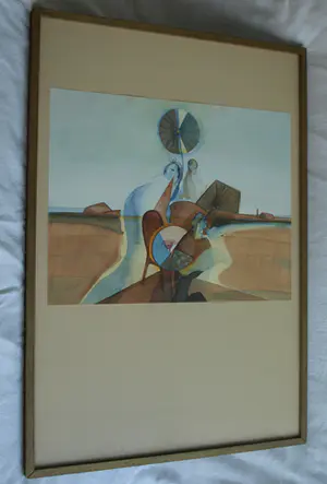 Edwin Engels - Ingelijste aquarel , Landschap – 1975 – Lijst, 97 x 68 cm. kopen? Bied vanaf 60!