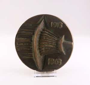 Jan Snoeck - Bronzen penning, NKF 1913 - 1963 verkocht voor € 50!