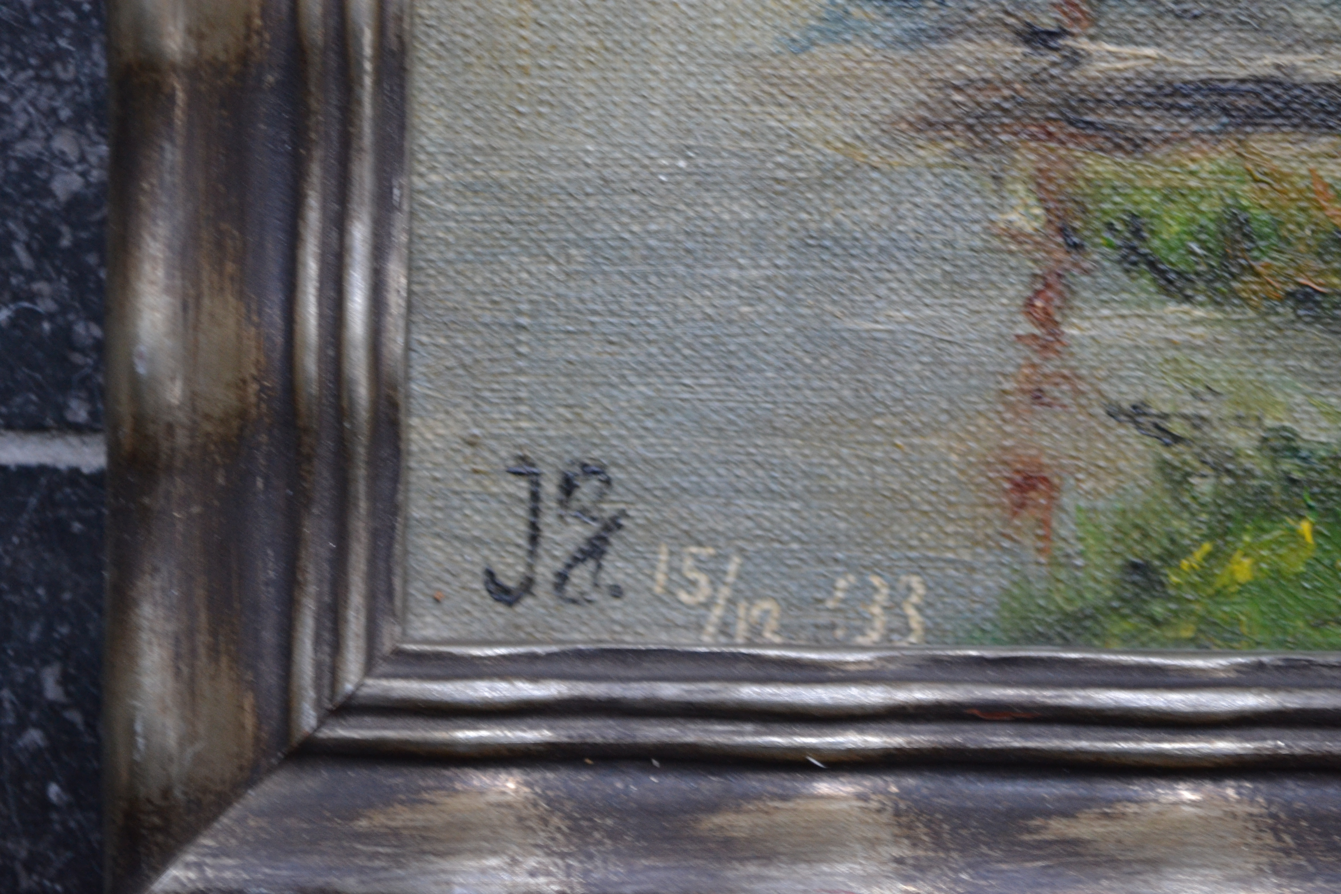 Niet of onleesbaar gesigneerd - Hollandse school (monogram JG, 20ste eeuw) - 2x molen aan rivier kopen? Bied vanaf 1!