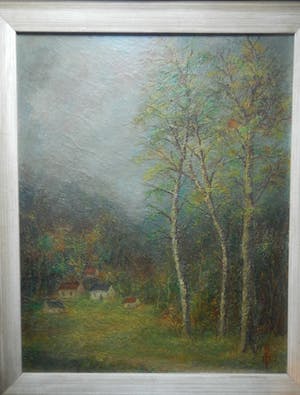 Niet of onleesbaar gesigneerd - Landschap met huizen gesigneerd met G sleutel kopen? Bied vanaf 10!