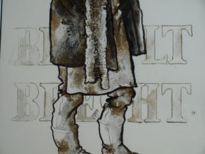 Niet of onleesbaar gesigneerd - 2x Ingelijste inkttekening , “Berthold Brecht & Mutter Courage” kopen? Bied vanaf 1!