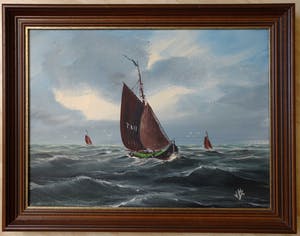 Niet of onleesbaar gesigneerd - Friese Platbodem op zee of Fries meer kopen? Bied vanaf 10!