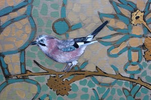 Valentin Bakardjiev - Olieverf op doek: Vlaamse gaai op gestilleerde achtergrond - 2010 kopen? Bied vanaf 225!