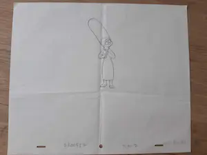 Matt Groening - originele productietekening The Simpsons, ingelijst kopen? Bied vanaf 60!