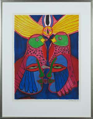 Corneille - Zeefdruk, Splendeur des tropiques - Ingelijst verkocht voor € 250!