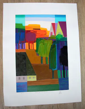 Ton Schulten - zeefdruk: rondom de hoeve II - 2009 kopen? Bied vanaf 425!