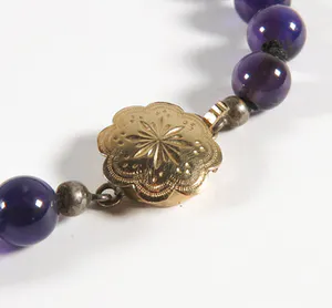 Amethist collier met 14 kt. witgouden ring bezet met diamant en amethist kopen? Bied vanaf 300!