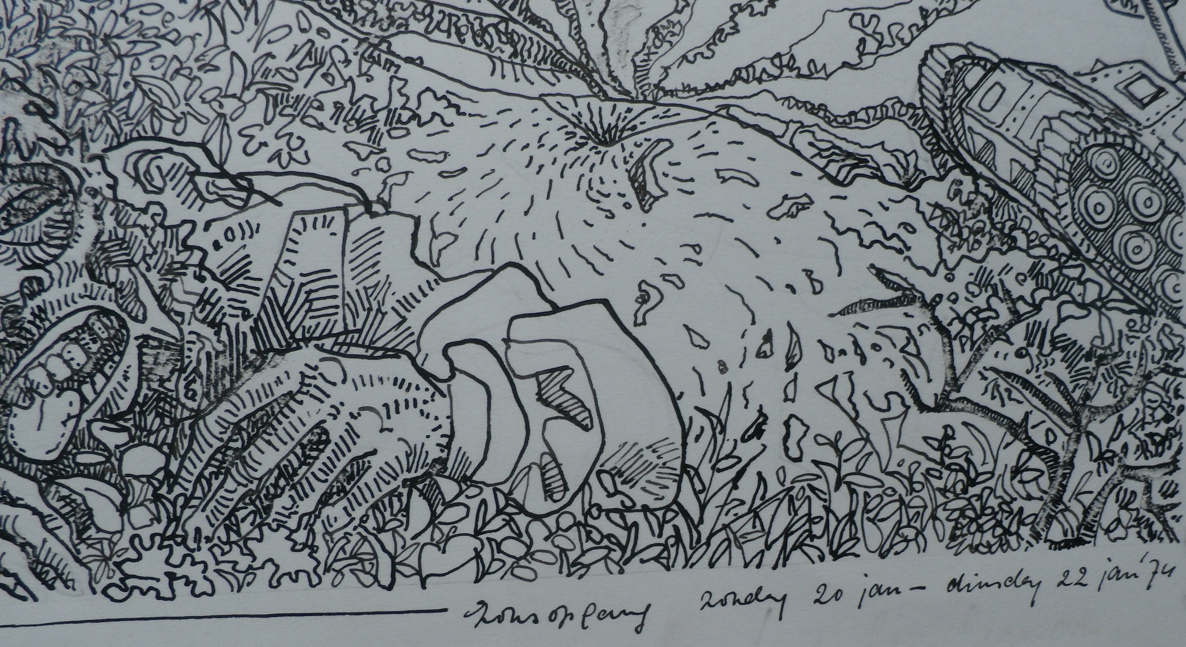 Frits Lindeman - Pen Tekening: Zonsopgang - 1974 kopen? Bied vanaf 75!