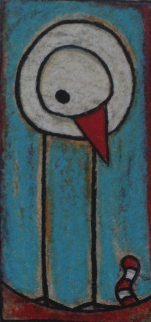 Hans Innemee - ingelijste zeefdruk: Bird, worm... - 2000 kopen? Bied vanaf 150!