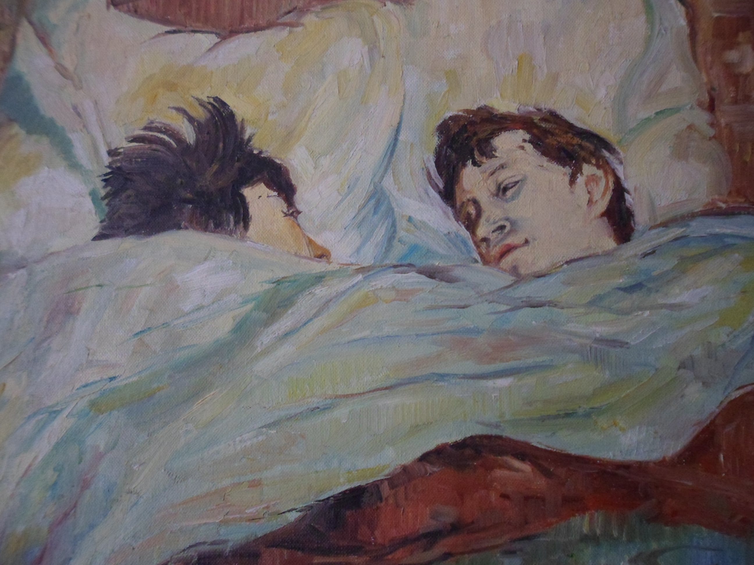 Niet of onleesbaar gesigneerd - Olieverf op doek, Titel The Bed kopen? Bied vanaf 1!