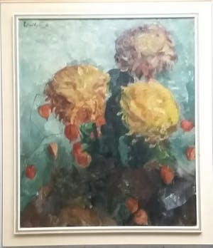 Buy Piet van Wijngaerdt - ** PRIJS VERLAAGD ** Vaas met bloemen - mooi groot kunstwerk? Bid from 575!