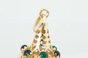 44 - Opvallende 18Krt geel-gouden "olielamp" hanger met groene steentjes. kopen? Bied vanaf 220!