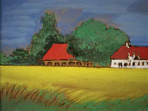 Karel van Seben - Bekende Gooise kunstenaar - Naïef geschilderd olieverf "landschap Friesland" kopen? Bied vanaf 34!