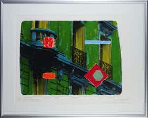 Jelis van Dolderen - Zeefdruk, Paris façades VI - Ingelijst verkocht voor € 35!